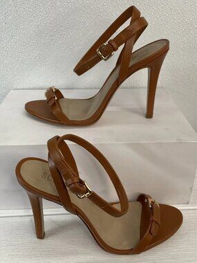 Schutz Womens Size 8.5B Aurora Adjustable Strap Heeled Sandals Brown 4 Inch Heel